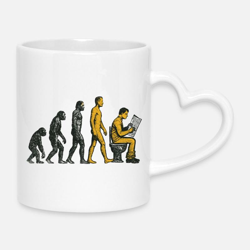 Evolution vers Toilette Homme Grunge Drôle - Mug avec anse en forme de cœur - blanc