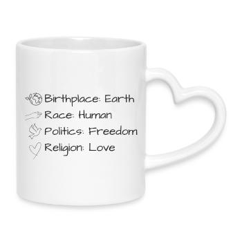 One Earth. One Humanity. One Love. - Tasse mit Herzhenkel - Weiß - Rechts