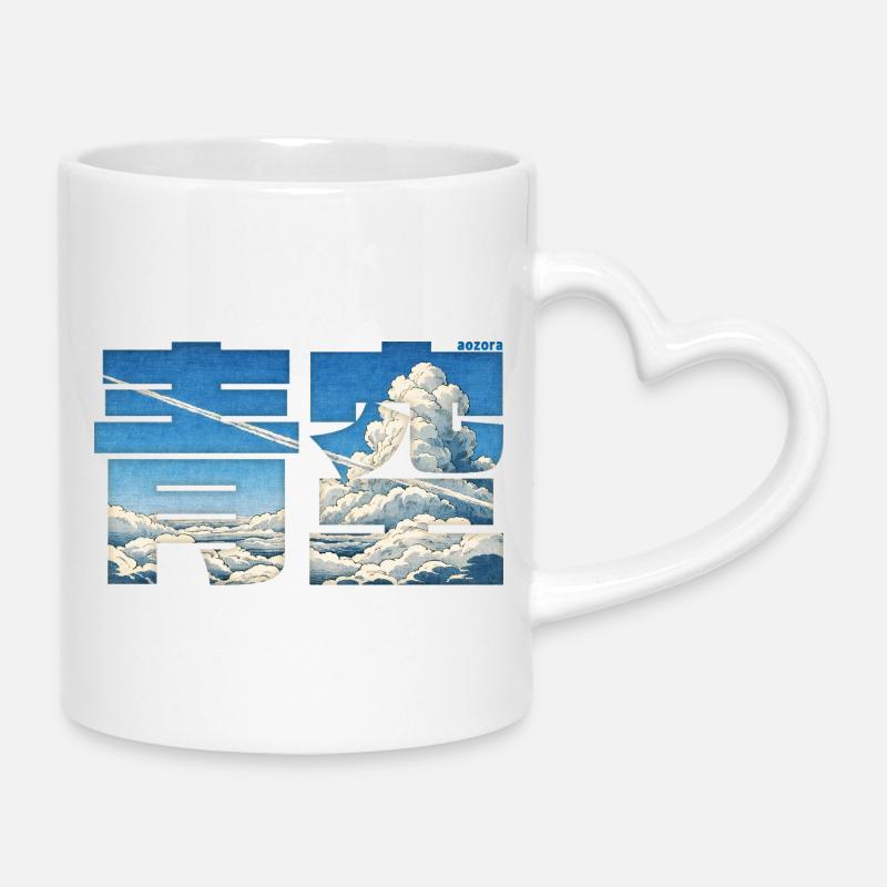 Aozora - Blue Sky - Mug with Heart-Shaped Handle - white
