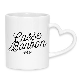 Candy Cracker Humor Feminine Funny Phrase - Mug with Heart-Shaped Handle - white - Right