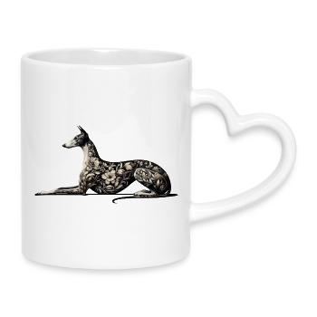Motif de broderie Galgo - Mug avec anse en forme de cœur - blanc - Droite
