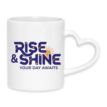 Aufwärts und leuchten – Ziele der Morgenroutine - Tasse mit Herzhenkel - Weiß - Rechts