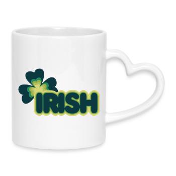 Retro Shamrock Glow - Tasse mit Herzhenkel - Weiß - Rechts