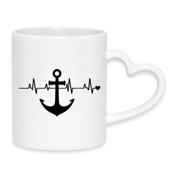 Anker  - Tasse mit Herzhenkel - Weiß - Rechts