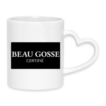 Logo beau Gosse certifié - Mug avec anse en forme de cœur - blanc - Droite