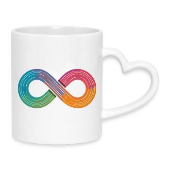 Unendlicher Regenbogen oder doch einfach nur Flow? - Tasse mit Herzhenkel - Weiß - Rechts