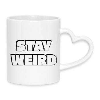 Stay Weird Bold Typografie - Tasse mit Herzhenkel - Weiß - Rechts