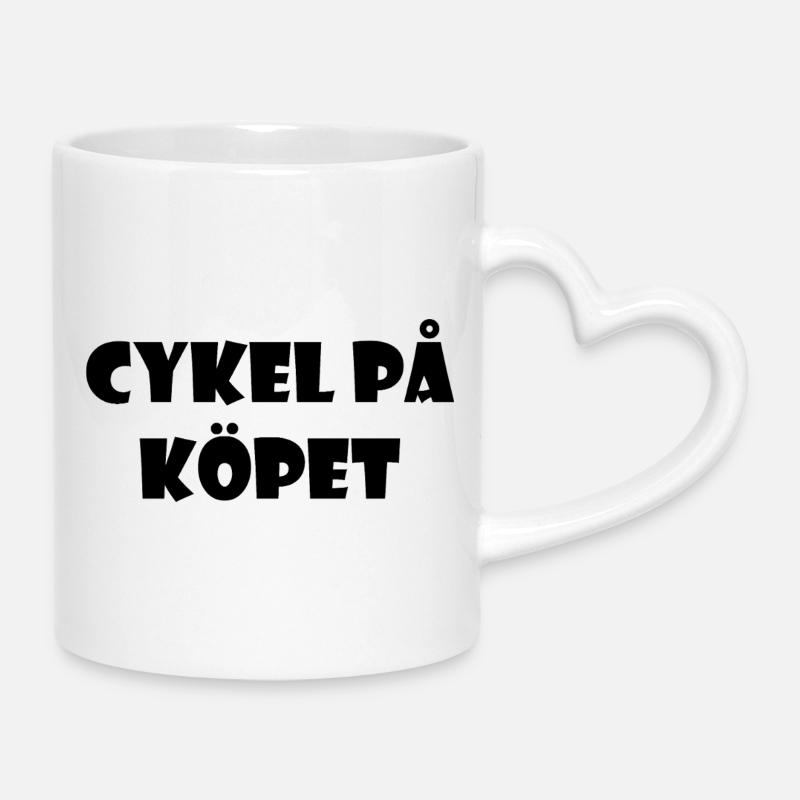 Bicycle in the Bargain – Text Design - Mug with Heart-Shaped Handle - white