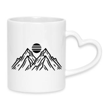 Mountains Sun Nature - Mug with Heart-Shaped Handle - white - Right