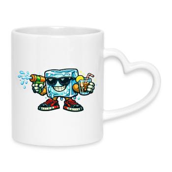Eisblock-Sommerspritzer - Tasse mit Herzhenkel - Weiß - Rechts