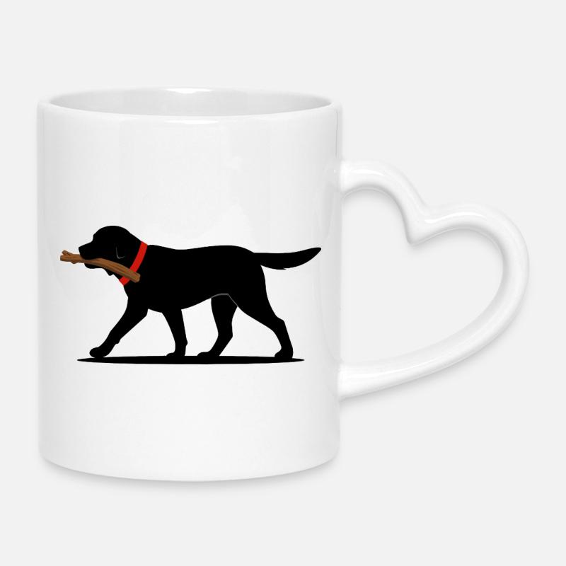 Labrador Retriever joue à rapporter Noir Labrador - Mug avec anse en forme de cœur - blanc