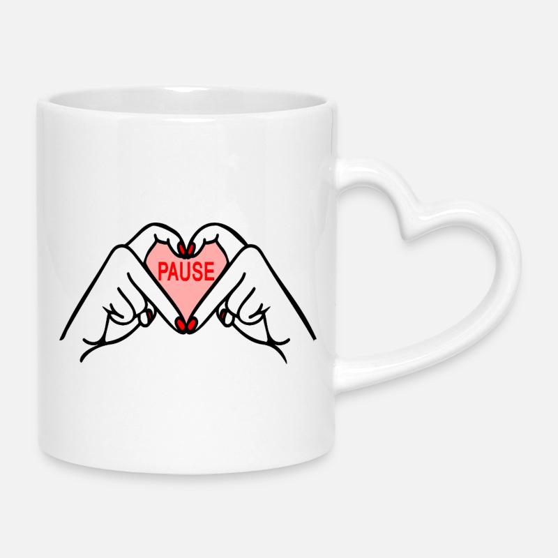 Faites une pause - Mug avec anse en forme de cœur - blanc