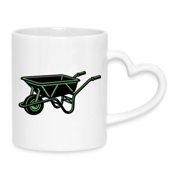 Wheelbarrow Garden Construction Tool - Mug with Heart-Shaped Handle - white - Right