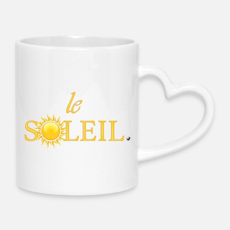 Illustration du soleil doré intégrée dans un mot - Mug avec anse en forme de cœur - blanc