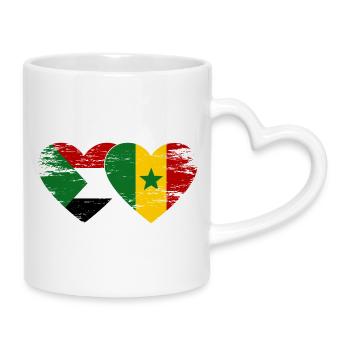 Sudan Senegal Flag Heart - Mug with Heart-Shaped Handle - white - Right