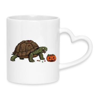 Haunted Turtle Halloween Candy - Mug with Heart-Shaped Handle - white - Right