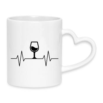 Weinglas-Herzschlag - Tasse mit Herzhenkel - Weiß - Rechts