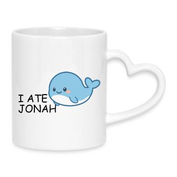 I Ate Jonah – Witziger Bibel Wal für Kinder - Tasse mit Herzhenkel - Weiß - Rechts