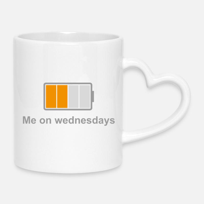 Batterie en milieu de semaine – Moi les mercredis - Mug avec anse en forme de cœur - blanc