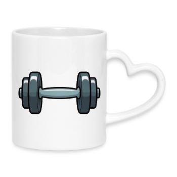 Dumbbell Comic - Mug with Heart-Shaped Handle - white - Right