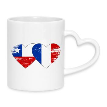 Cœur du drapeau Chili et de la France utilisé - Mug avec anse en forme de cœur - blanc - Droite