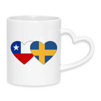 Cœur du drapeau Chili Suède - Mug avec anse en forme de cœur - blanc - Droite
