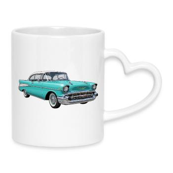 Vintage US Automobile Illustration - Tasse mit Herzhenkel - Weiß - Rechts