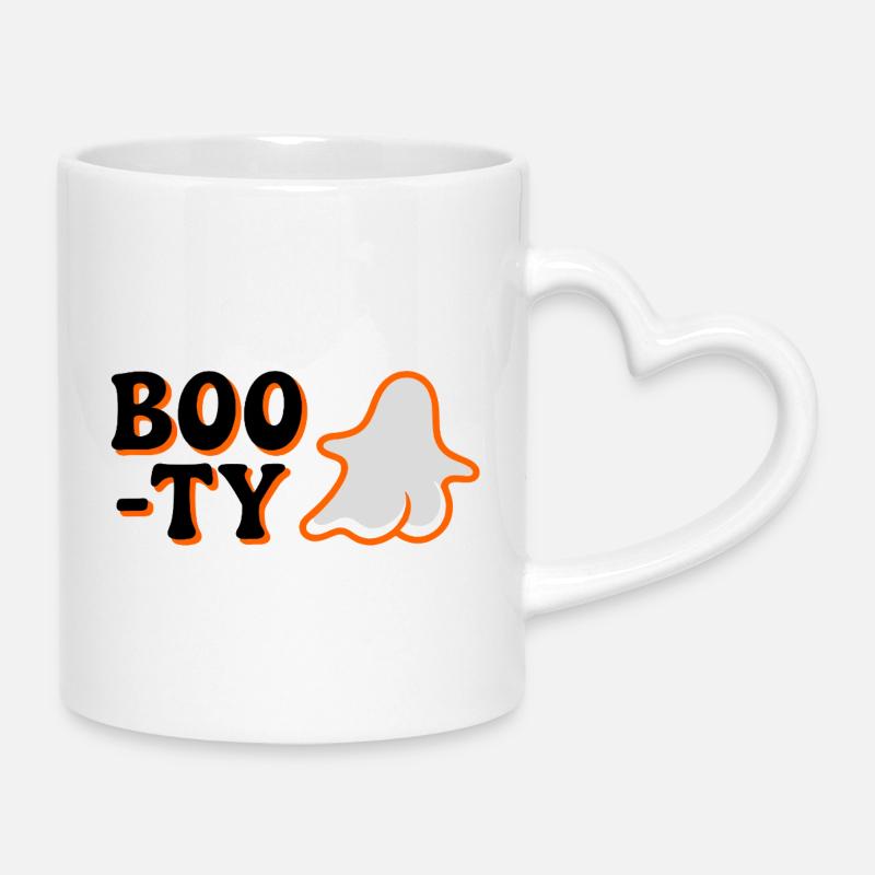 Boo-ty - Mug with Heart-Shaped Handle - white