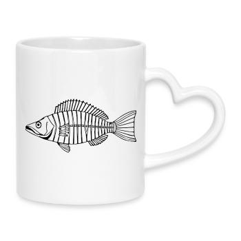 Fisch Shirt Fischmotiv,Angelbekleidung Geschenk - Tasse mit Herzhenkel - Weiß - Rechts