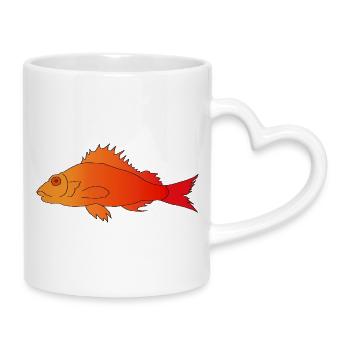 Poisson à nageoire dentelée - Mug avec anse en forme de cœur - blanc - Droite
