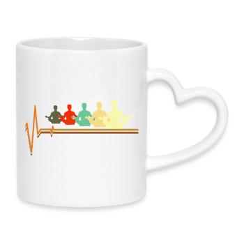Yoga Herzschlag Retro Meditation Namaste - Tasse mit Herzhenkel - Weiß - Rechts