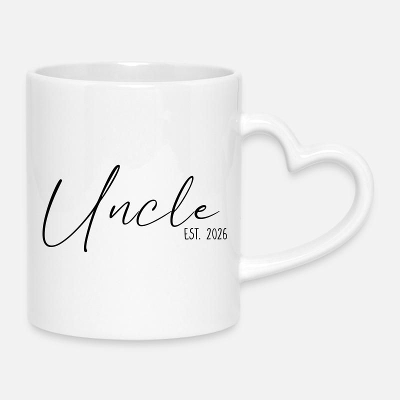 Oncle fondé en 2026 - Mug avec anse en forme de cœur - blanc