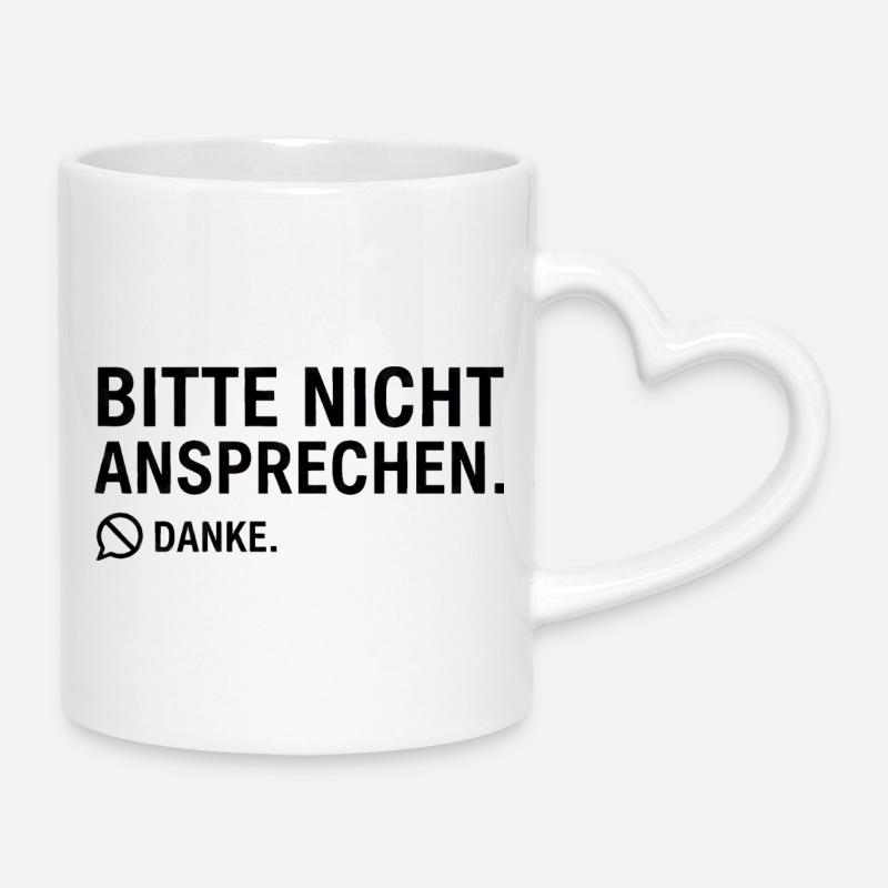 Bitte nicht ansprechen. Danke. | Introvertiert - Tasse mit Herzhenkel - Weiß