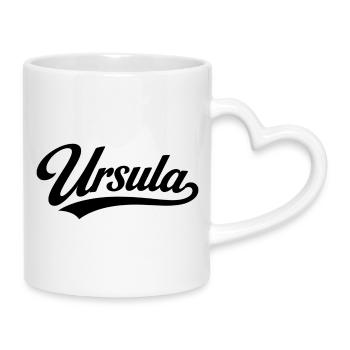 Ursula name first last family - Mug with Heart-Shaped Handle - white - Right
