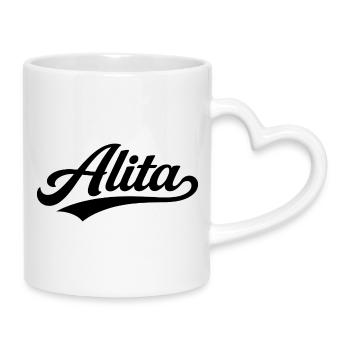 Alita name first last family - Mug with Heart-Shaped Handle - white - Right