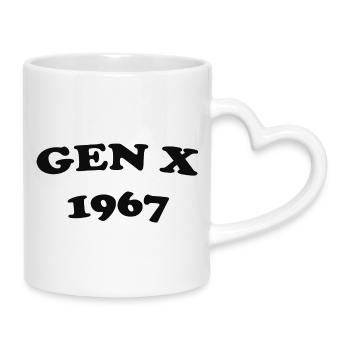 Gen X 1967 Retro Logo - Tasse mit Herzhenkel - Weiß - Rechts
