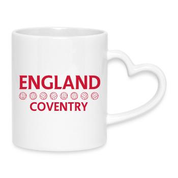 Coventry-England-Fußballsymbol - Tasse mit Herzhenkel - Weiß - Rechts