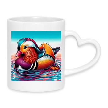 Canard mandarin - Mug avec anse en forme de cœur - blanc - Droite
