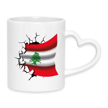 Drapeau du Liban - Drapeau Broken Design - Mug avec anse en forme de cœur - blanc - Droite