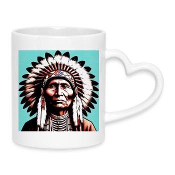 Amerikanisch, Indianer, Amerikaner - Tasse mit Herzhenkel - Weiß - Rechts