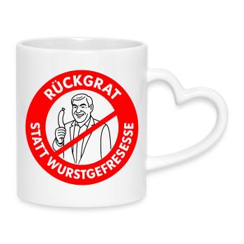 Colonne vertébrale au lieu de manger des saucisses ! COULEURS de bande dessinée - Mug avec anse en forme de cœur - blanc - Droite