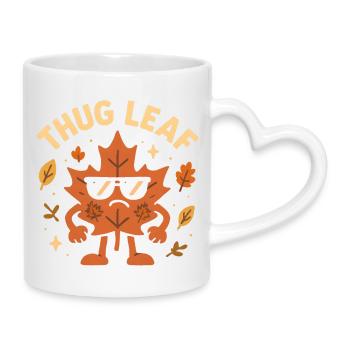 Thug Leaf Happy Fall Harvest Autumn Lover Wortsp - Mug with Heart-Shaped Handle - white - Right