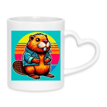 Bieber - Tasse mit Herzhenkel - Weiß - Rechts