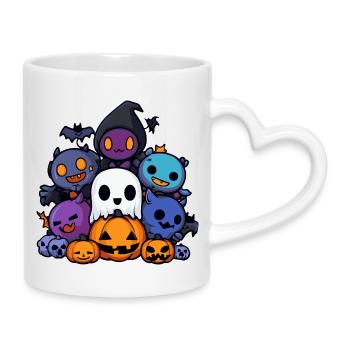 Halloween Party Figuren Comic - Tasse mit Herzhenkel - Weiß - Rechts