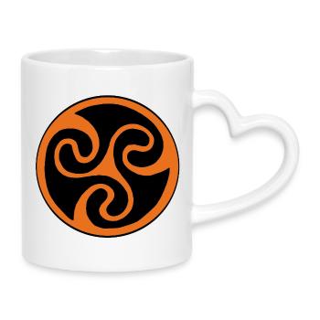 Triskel Orange - Mug with Heart-Shaped Handle - white - Right