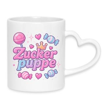 zuckerpuppe / y2k spitzname statement design - Tasse mit Herzhenkel - Weiß - Rechts