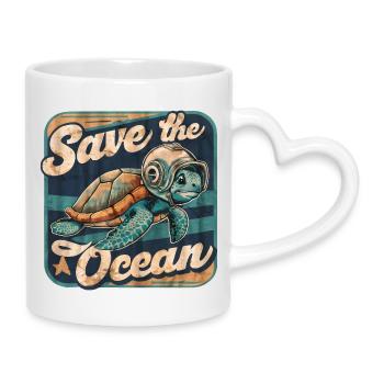 Save the Ocean Protection Environment Surfers - Mug with Heart-Shaped Handle - white - Right