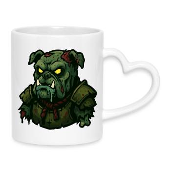 Untoter Bulldoggen-Krieger - Tasse mit Herzhenkel - Weiß - Rechts