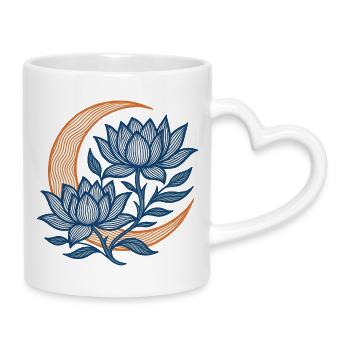 Croissant de lotus bleu au clair de lune - Mug avec anse en forme de cœur - blanc - Droite