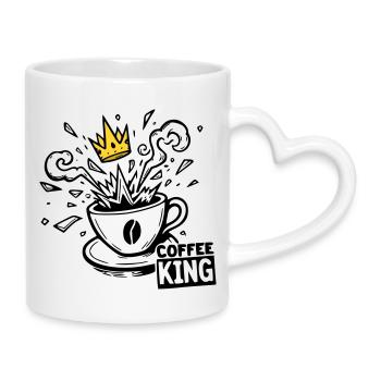 Grind or Die: coffee king krone graffiti kaffee - Mug with Heart-Shaped Handle - white - Right